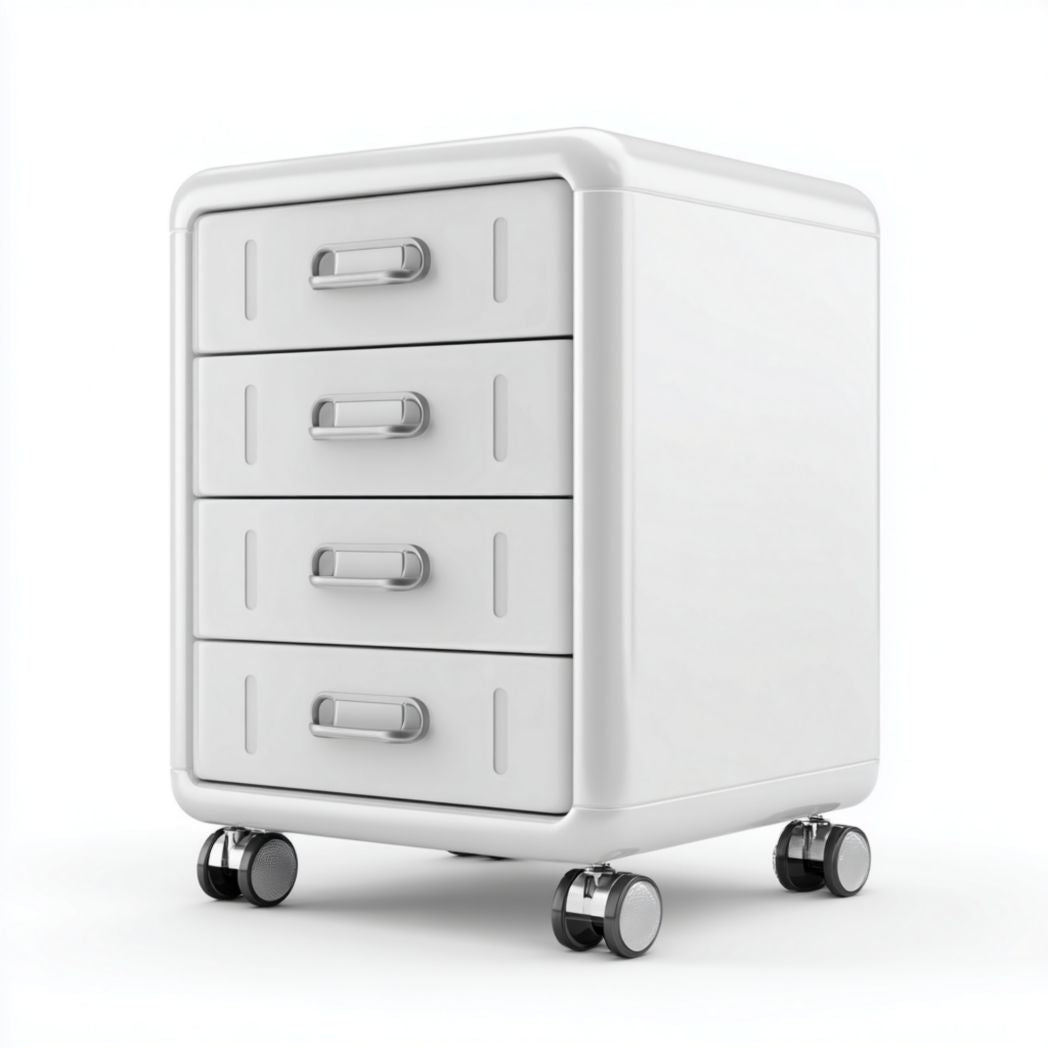 Cassettiera Mobile in Plastica ABS con 4 Cassetti e Ruote Girevoli