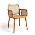 Sedia con braccioli in bambù e rattan intrecciato
